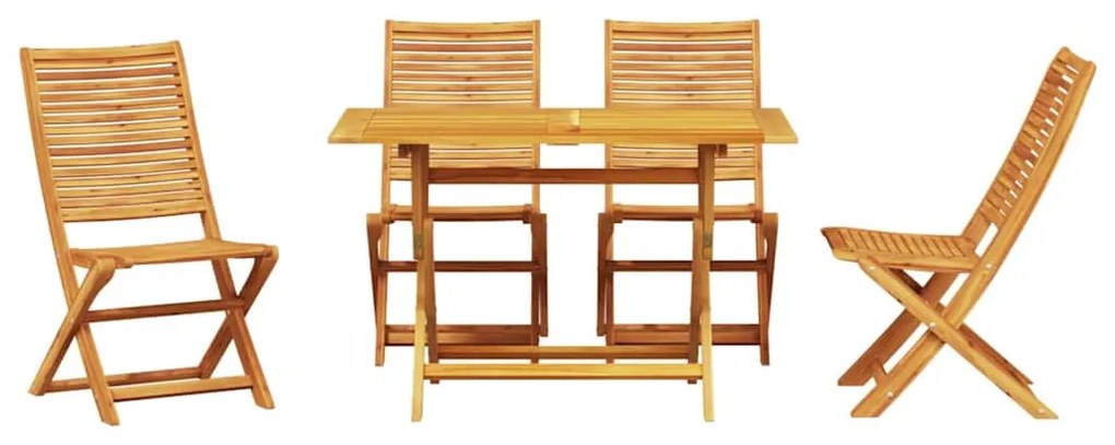 Conjunto de Jantar de Jardim Manual 5 pcs Madeira Natural Médio