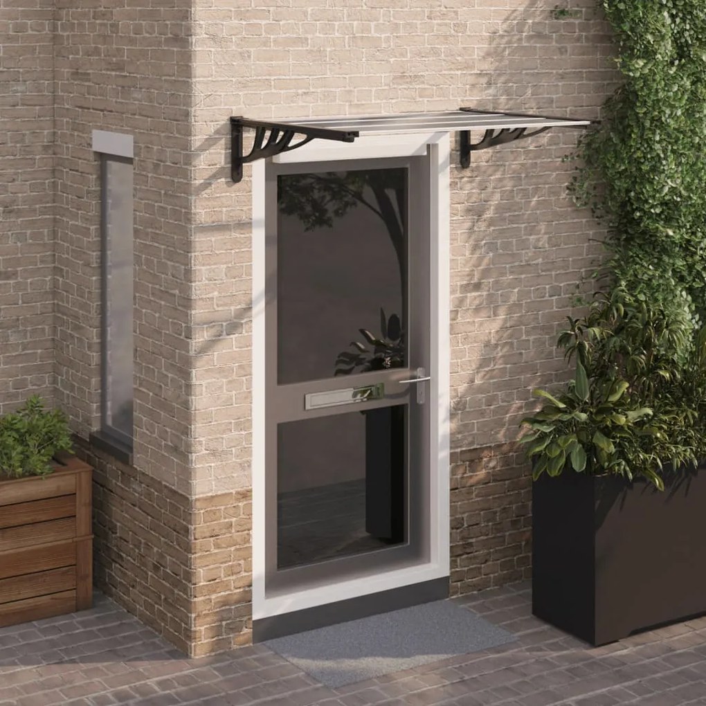 153683 vidaXL Toldo para porta 122x90 cm policarbonato preto/transparente