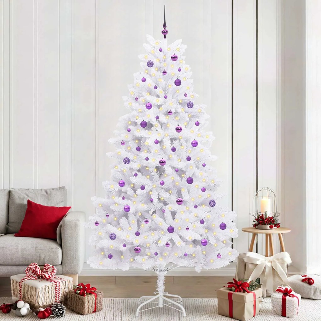 vidaXL Árvore de Natal Articulada Artificial Branco 240 cm PVC e Aço