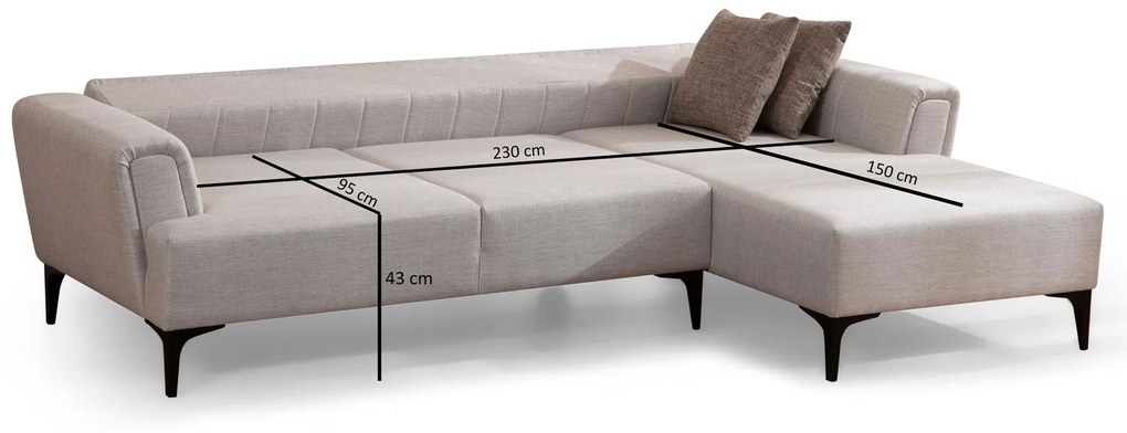 Sofá-Cama de Canto Hamlet – Ecru – 270x140 cm