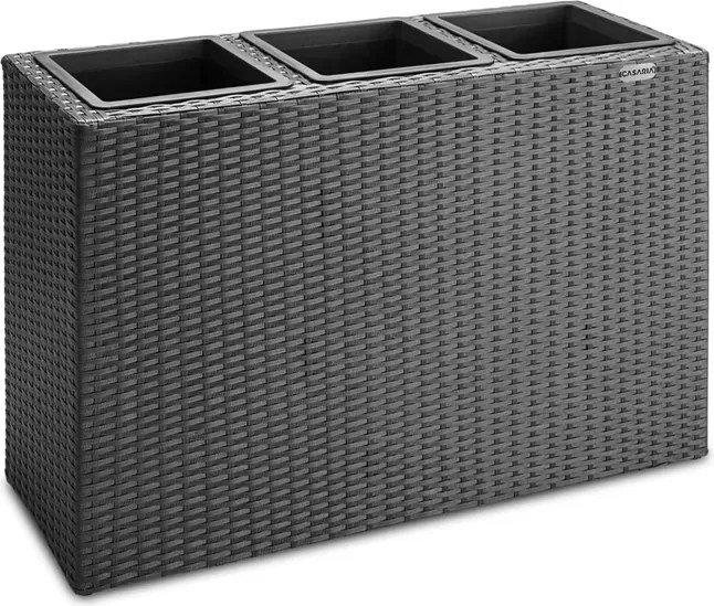 Vaso de flores Polyrattan 83x30,5x60cm Preto