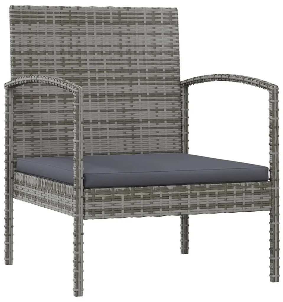 16 pcs conjunto lounge de jardim c/ almofadões vime PE cinzento