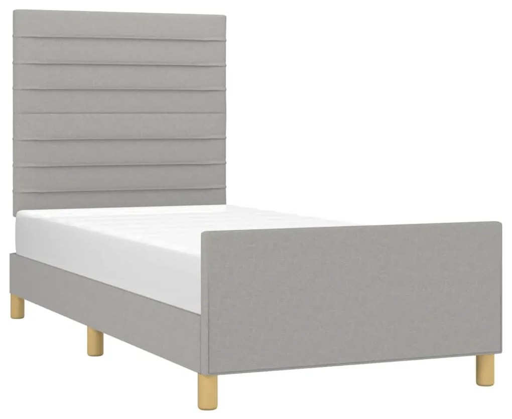 Estrutura de cama sem colchão 100x200 cm tecido cinzento-claro