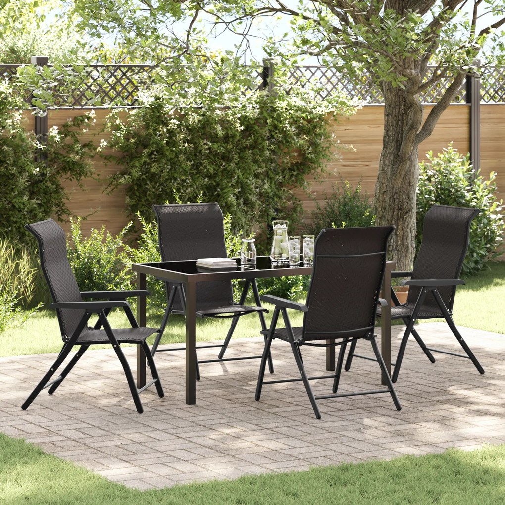 vidaXL Conjunto de Jantar de Jardim 5 Peças Preto Rattan Polímero