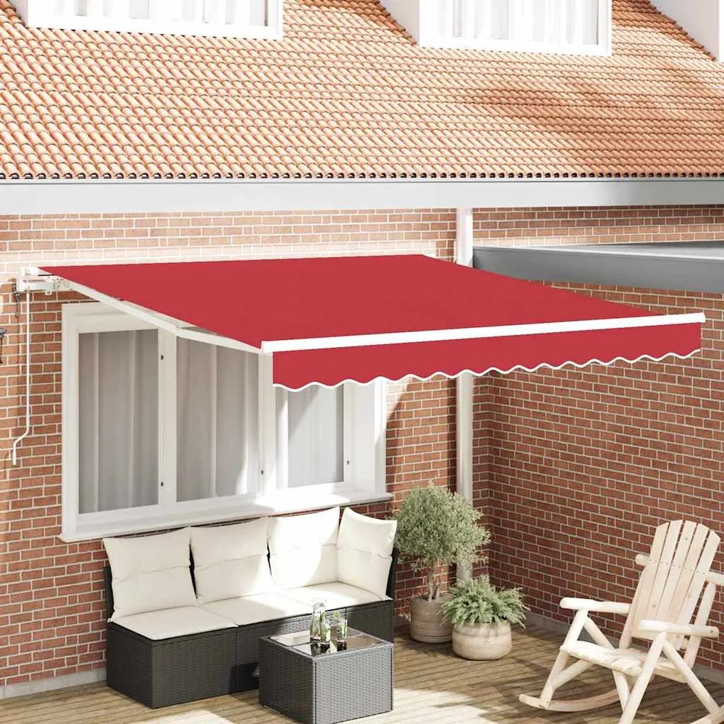 vidaXL Toldo Retrátil Vermelho 300 x 250 cm Tecido e Aço