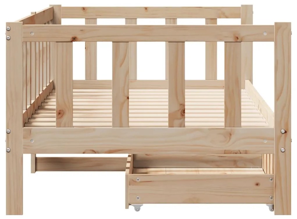 Sofá-cama com gavetas 90x200 cm madeira de pinho maciça