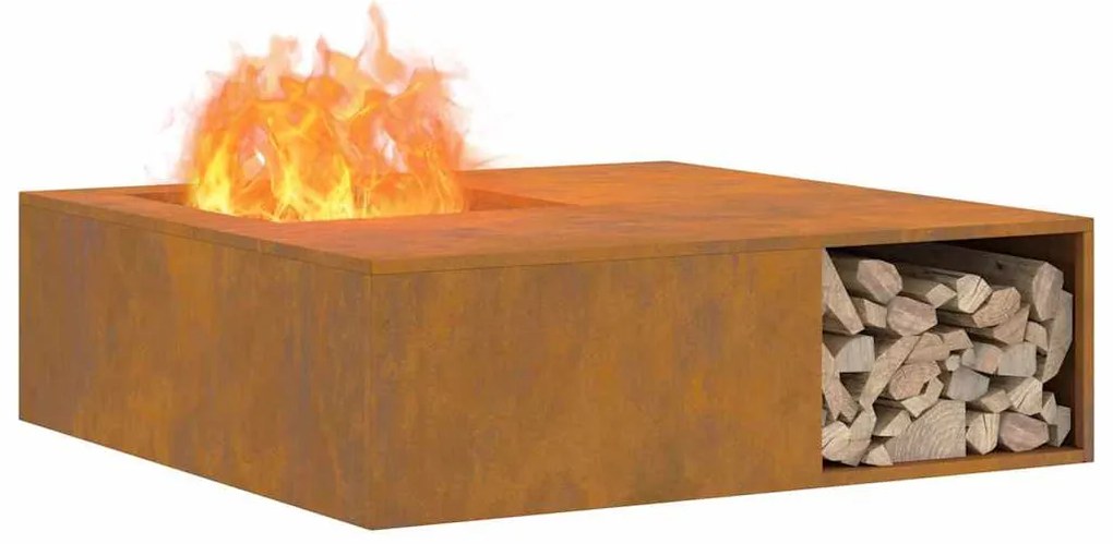 Fogo com Armazenamento de Torres 100x100x30 cm Aço Envelhecido