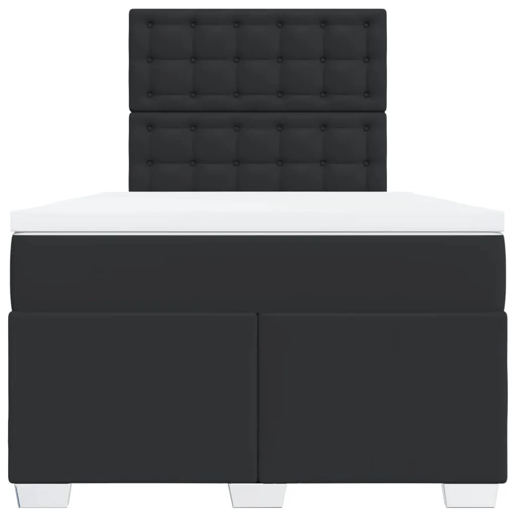 Cama com molas/colchão 120x200 cm couro artificial preto