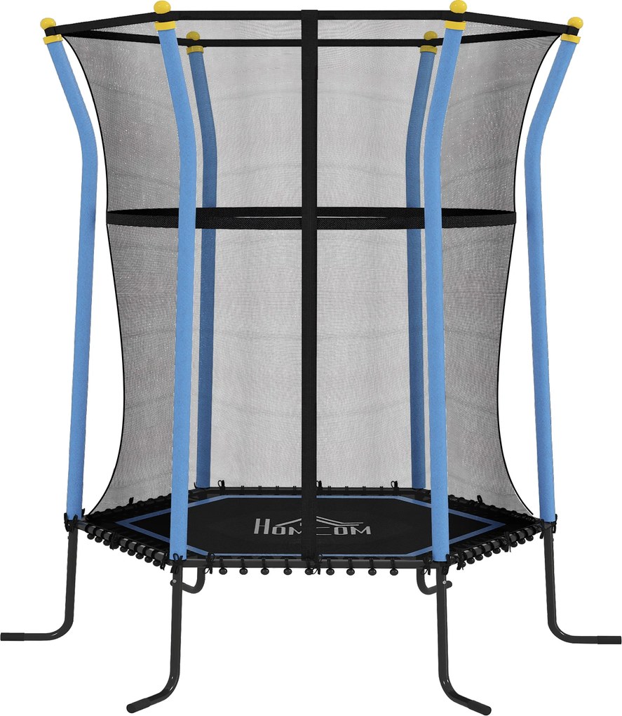 HOMCOM Trampolim para Crianças Cama Elástica Infantil com Rede de Segurança para Interiores e Exteriores Carga 50 kg Ø163,5x190 cm Azul | Aosom Portugal