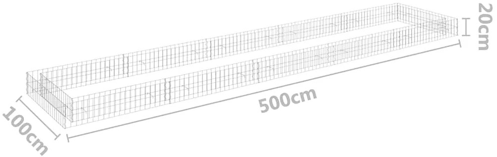 Canteiro elevado/cesto gabião 500x100x20 cm aço galvanizado