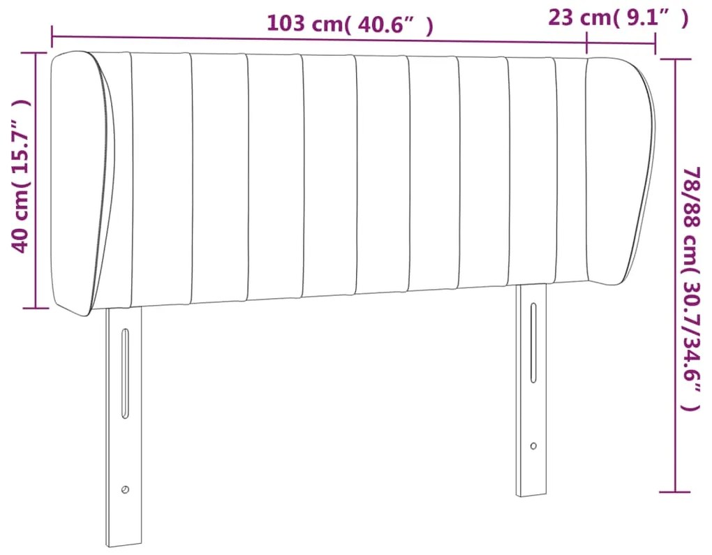 Cabeceira de cama c/ abas tecido 103x23x78/88 cm preto