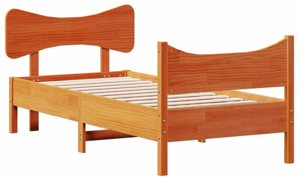 Cama sem colchão 100x200 cm pinho maciço castanho-mel