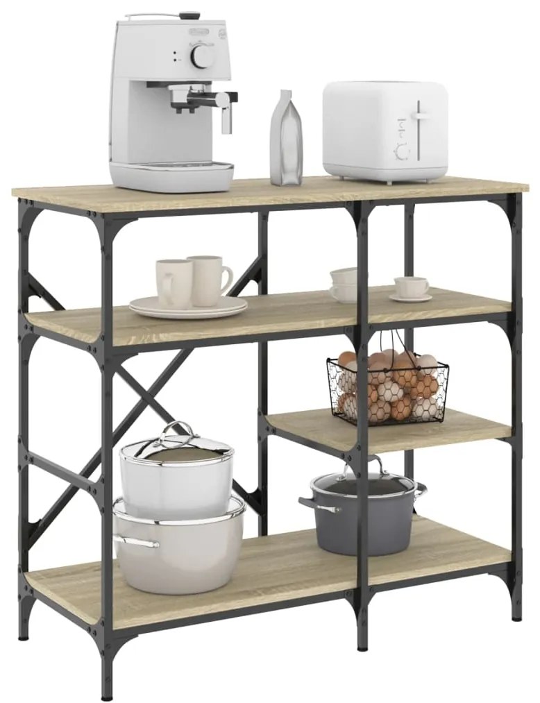 vidaXL Estante 90x40x84 cm derivados de madeira/metal carvalho sonoma