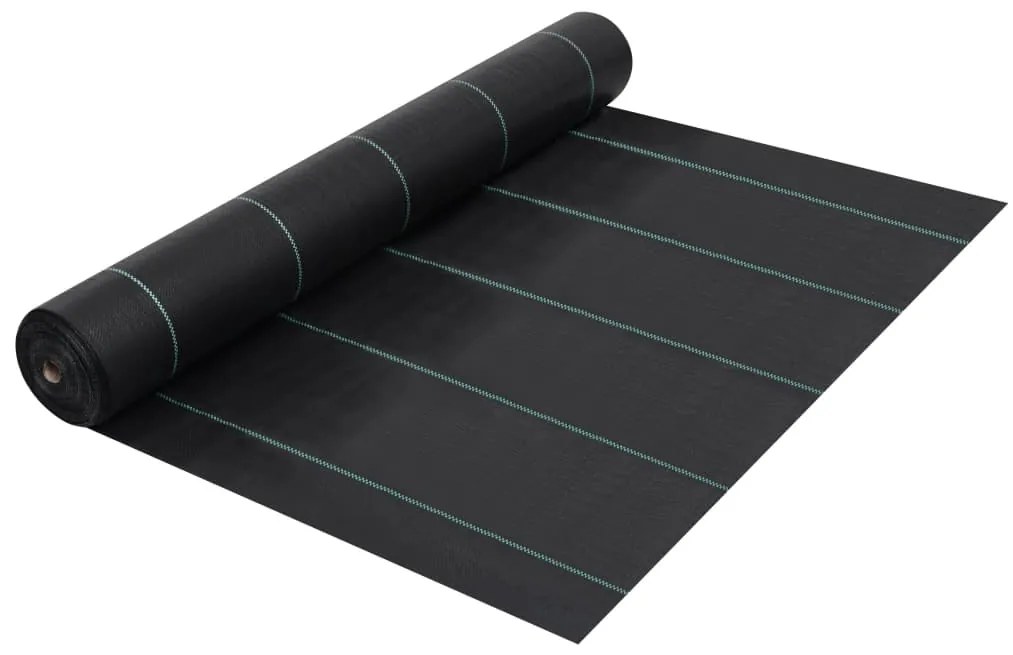 vidaXL Tela para controlo de ervas e raízes PP 2x25 m preto