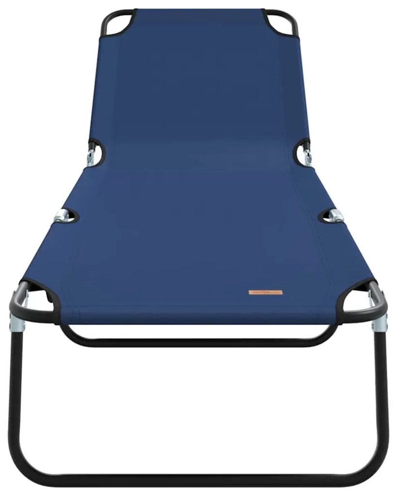 Chaise Longue Dobrável 2 pcs Azul Portátil em Tecido Oxford 600D