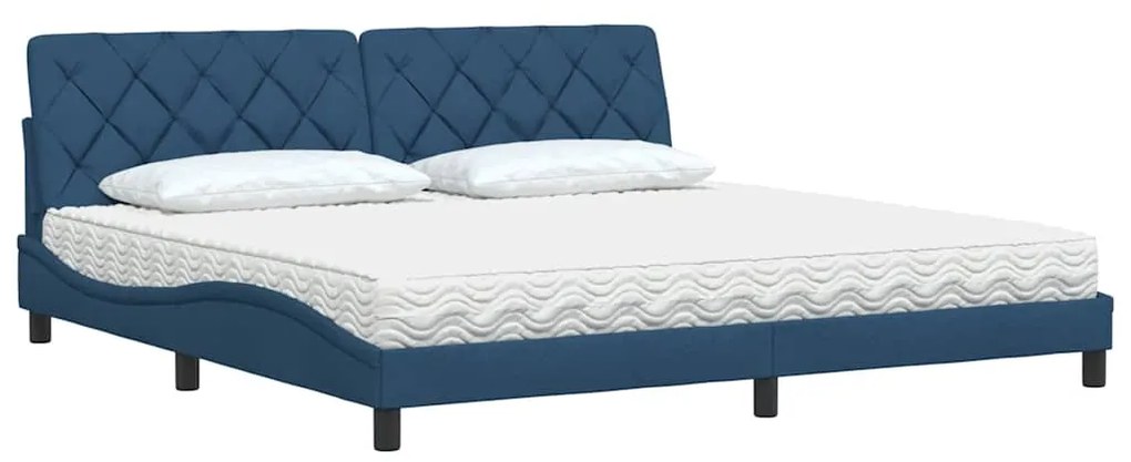 Cama com colchão 200x200 cm tecido azul