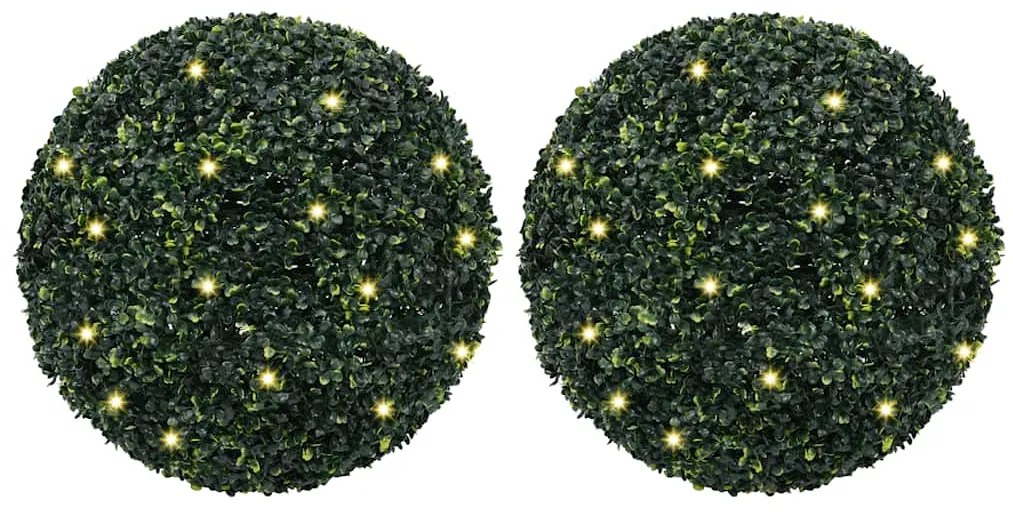 vidaXL Bolas artificiais de buxo com luzes LED 2 pcs verde 52 cm