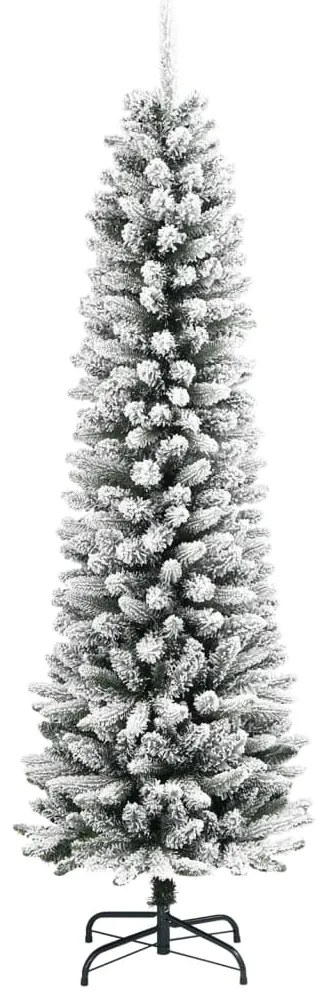 Árvore de Natal artificial fina com neve PVC e PE 150 cm