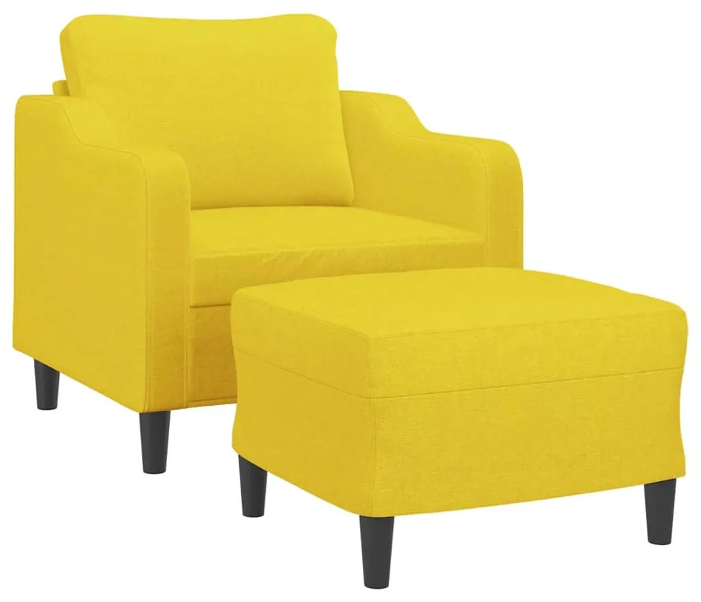 Poltrona com apoio de pés 60 cm tecido amarelo-claro