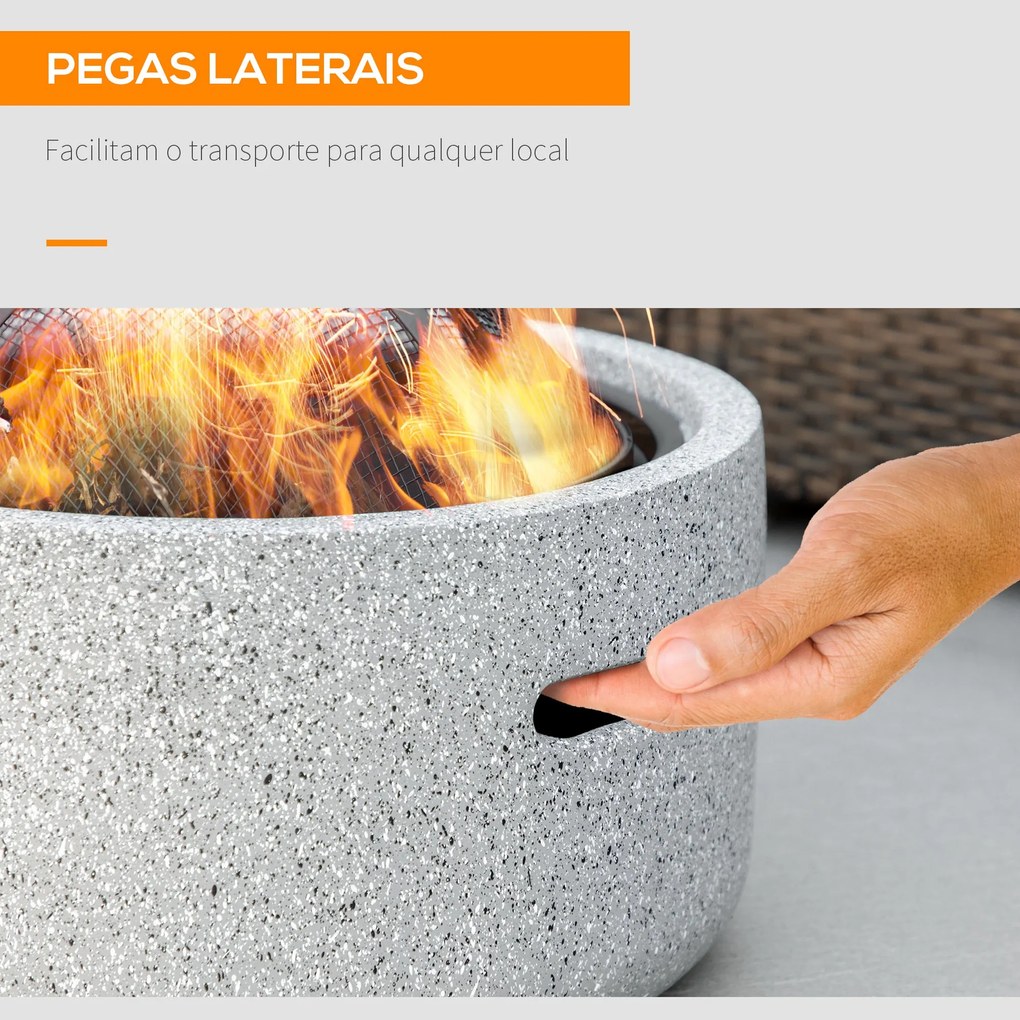 Brasero Exterior Redondo Brasero para Jardim com Atizador Protetor de