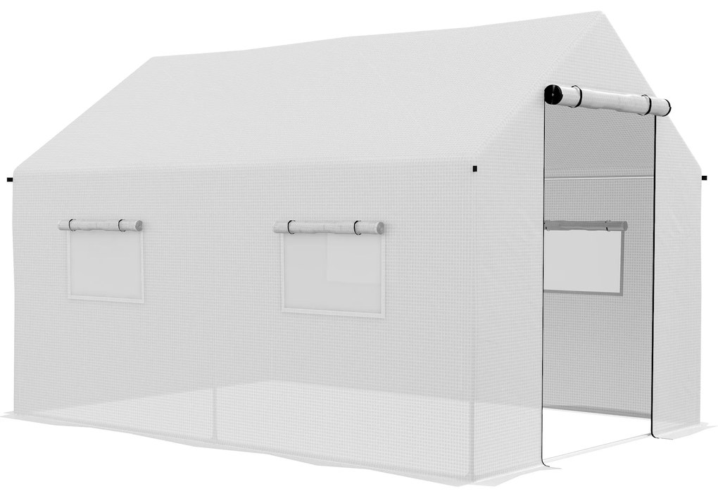 Outsunny Estufa de Exterior 2x3x2 m com 4 Janelas de Malha e Porta com Fecho de Correr Estufa para Cultivos Anti UV Branco | Aosom Portugal
