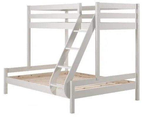 Beliche com Cama Casal PINO (90 x 200 Cm) + (140 x 200 cm) + estrado Branco