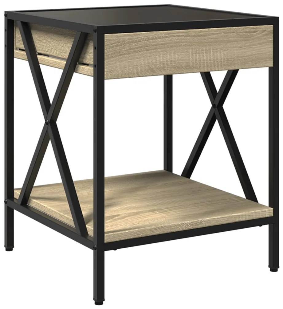 Mesa de centro luzes LED Infinity 40x40x49 cm carvalho sonoma
