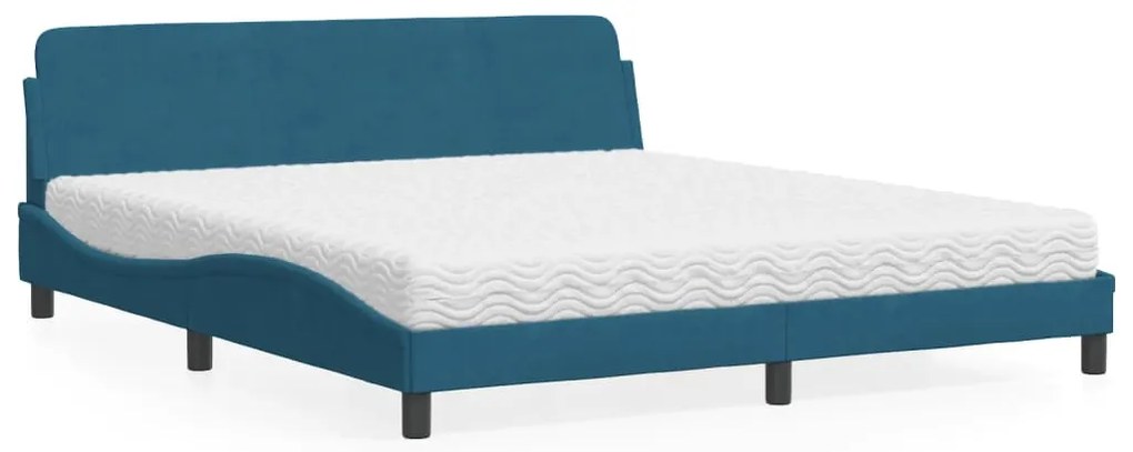 vidaXL Cama com colchão Dover 180x200 cm veludo azul