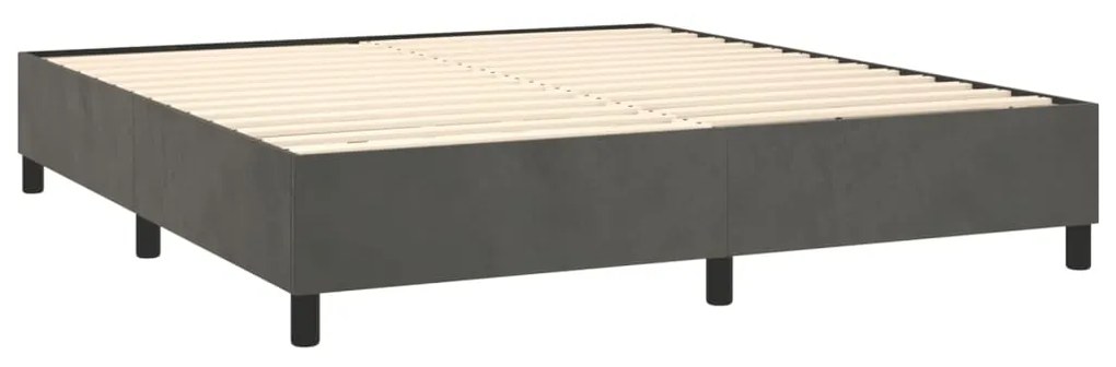 Cama box spring c/ colchão/LED 160x200cm veludo cinzento-escuro