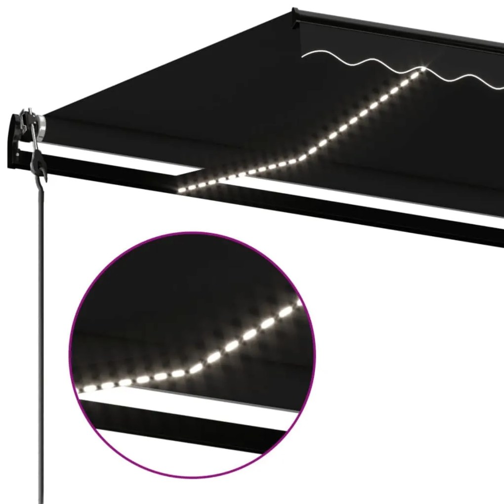 Toldo automático com LED e sensor de vento 450x350 cm antracite