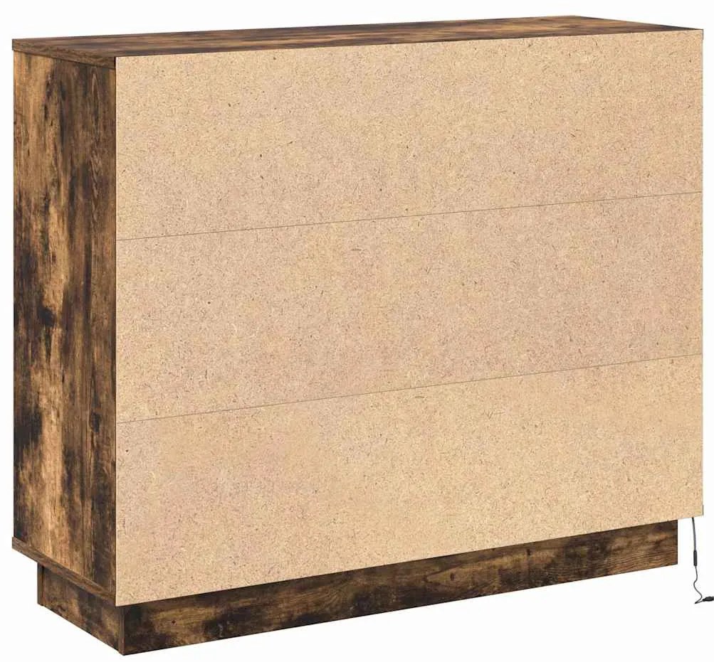 Buffet vidaXL com LED Carvalho Fumado 90x32x75 cm Madeira Engenheirada