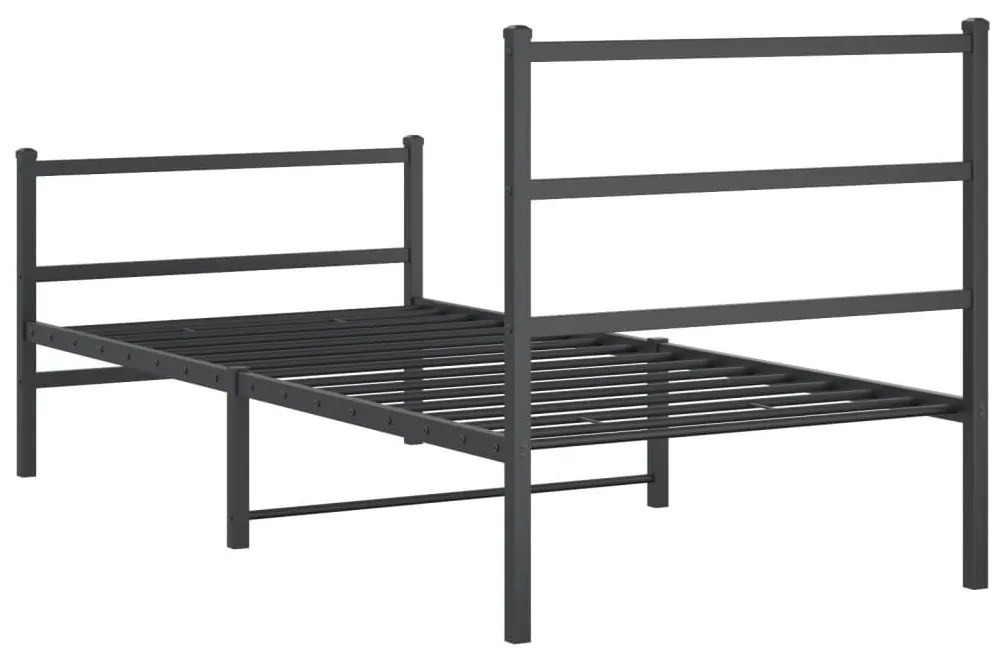 Estrutura de cama com cabeceira e pés 90x190 cm metal preto