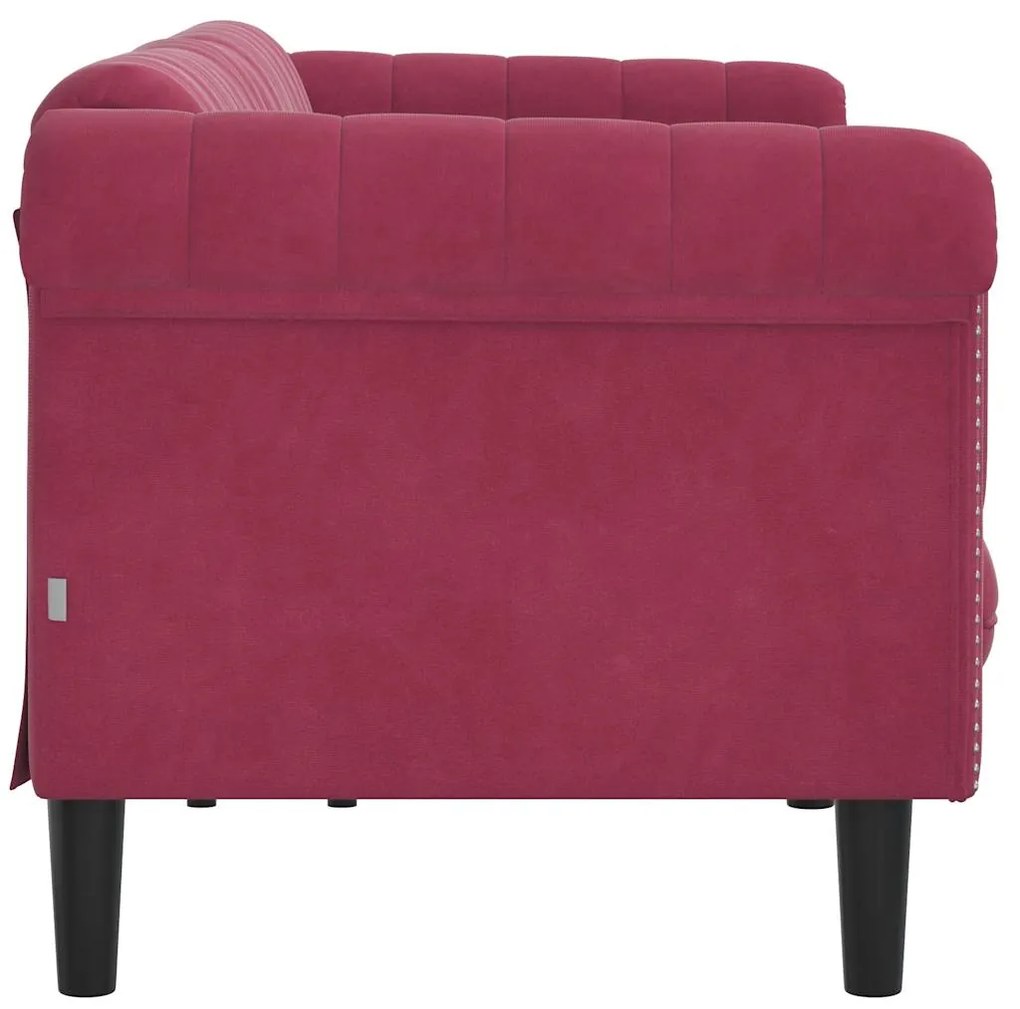 Sofá de 3 lugares veludo vermelho tinto