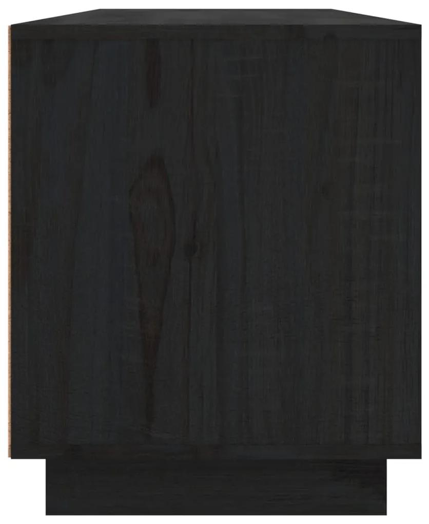 Móvel de TV 156x37x45 cm madeira de pinho maciça preto