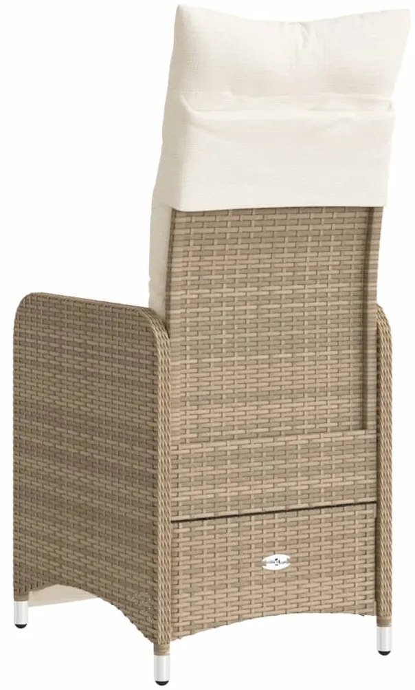 Cadeiras de jardim reclináveis 2 pcs c/ almofadões vime PE bege