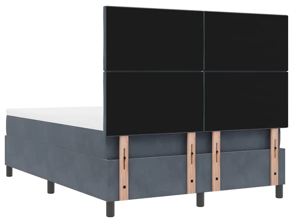 Cama Box com Colchão e LED VidaXL Cinza Escuro 140x200 cm Veludo