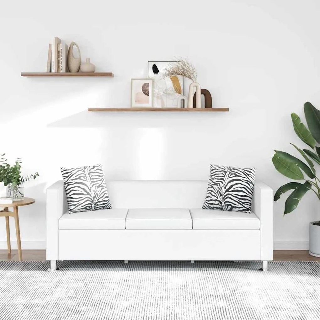 vidaXL Sofá de 3 lugares couro artificial branco