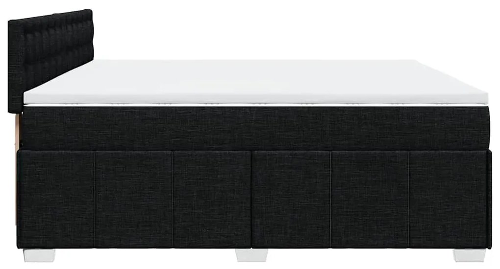Cama com molas/colchão 200x200 cm tecido preto