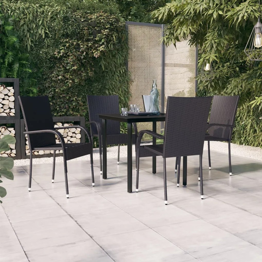 vidaXL 5 pcs conjunto de jantar para jardim preto