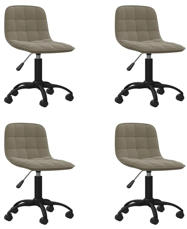 vidaXL Cadeiras de jantar giratórias 4 pcs veludo cinzento-claro