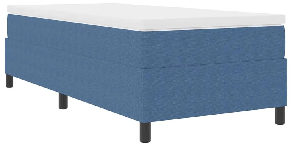 Cama box com colchão azul, 100 x 200 cm, tecido de courduroy