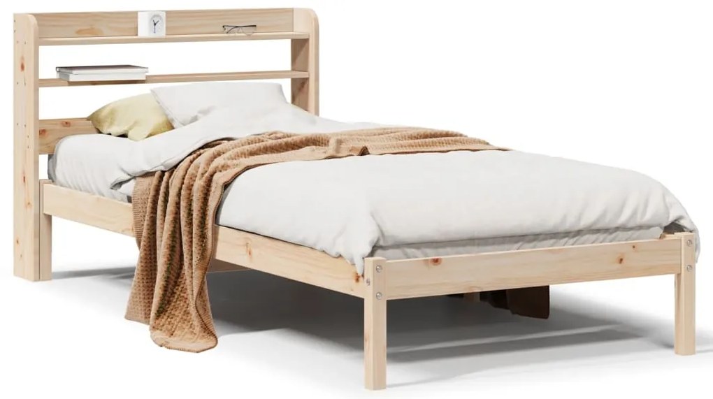 vidaXL Cama sem colchão 75x190 cm madeira de pinho maciça