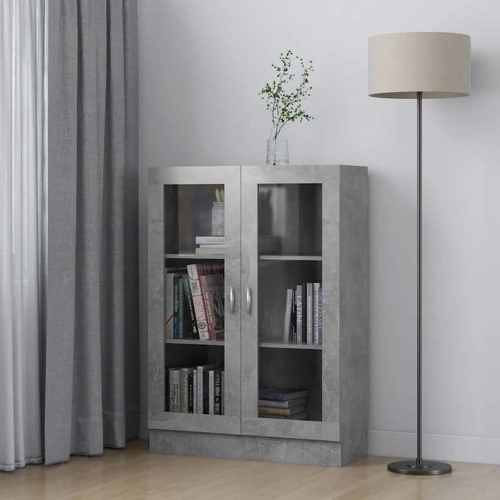Armário vitrine derivados de madeira cinza cimento