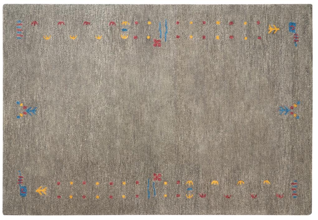 Tapete Gabbeh em lã cinzenta 140 x 200 cm SEYMEN Beliani