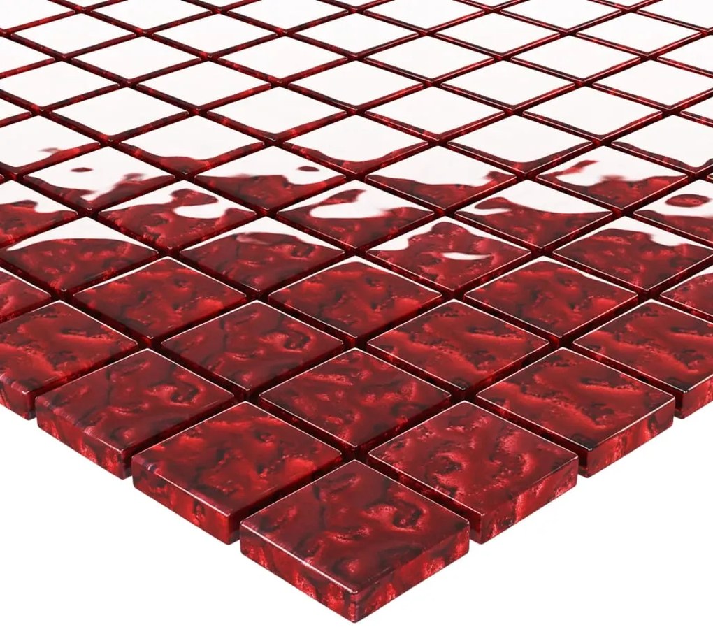 Ladrilhos de mosaico 11 pcs 30x30 cm vidro vermelho