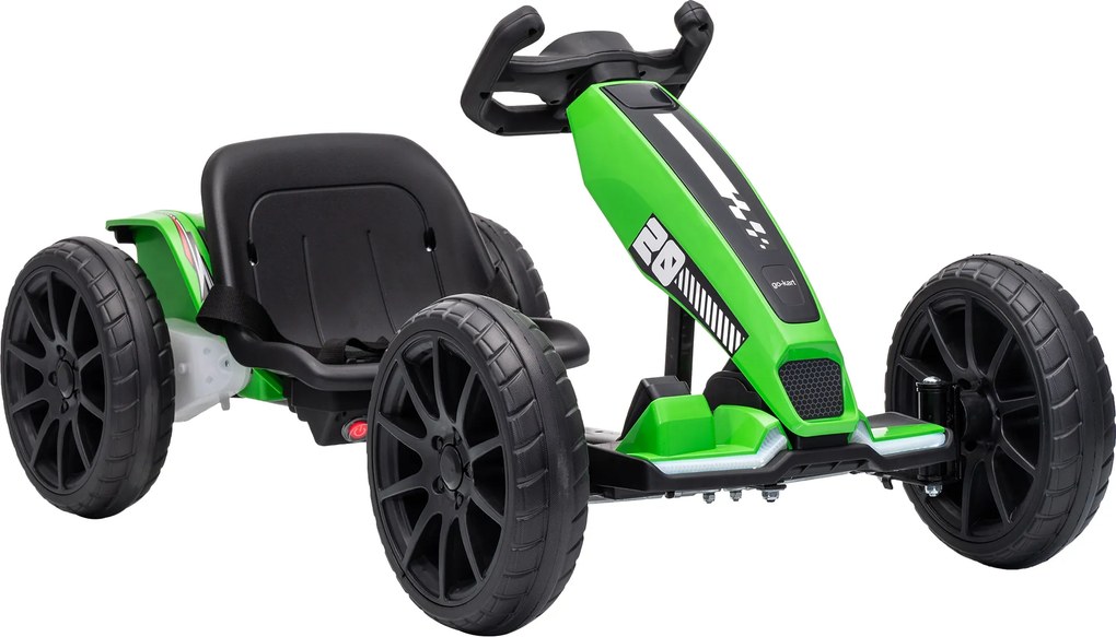 AIYAPLAY Gokart Elétrico para Crianças 12V com 2 motores, assento ajustável em 4 posições, arranque suave, EVA-Rodas, faróis LED | Aosom Portugal
