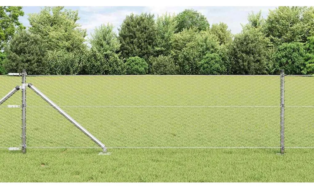 vidaXL Poste de Cerca Prateado 50 x 0,6 m (malha de 25 mm) Aço