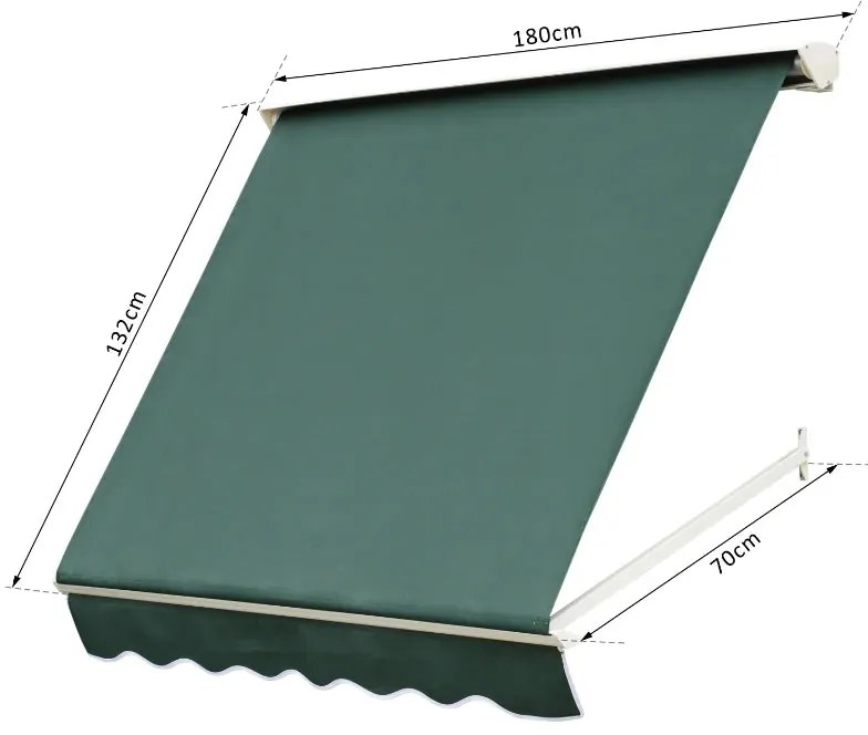 Toldo de Janela com Angulo Ajustável - 180x70cm - Verde