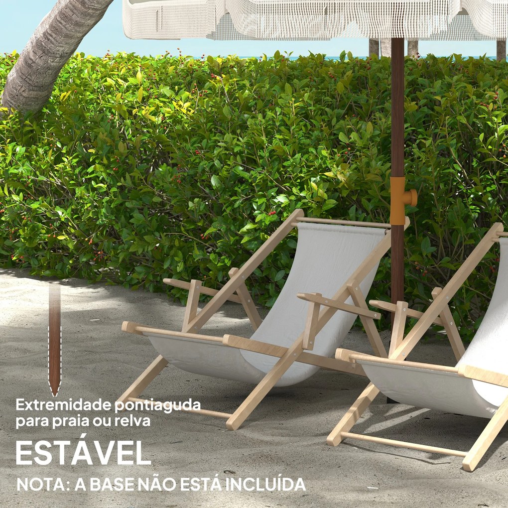Chapéu de Sol de Praia Ø190x210 cm com 8 Varas Abertura Manual Anti-UV Impermeável e Bolsa de Transporte para Jardim Verde claro