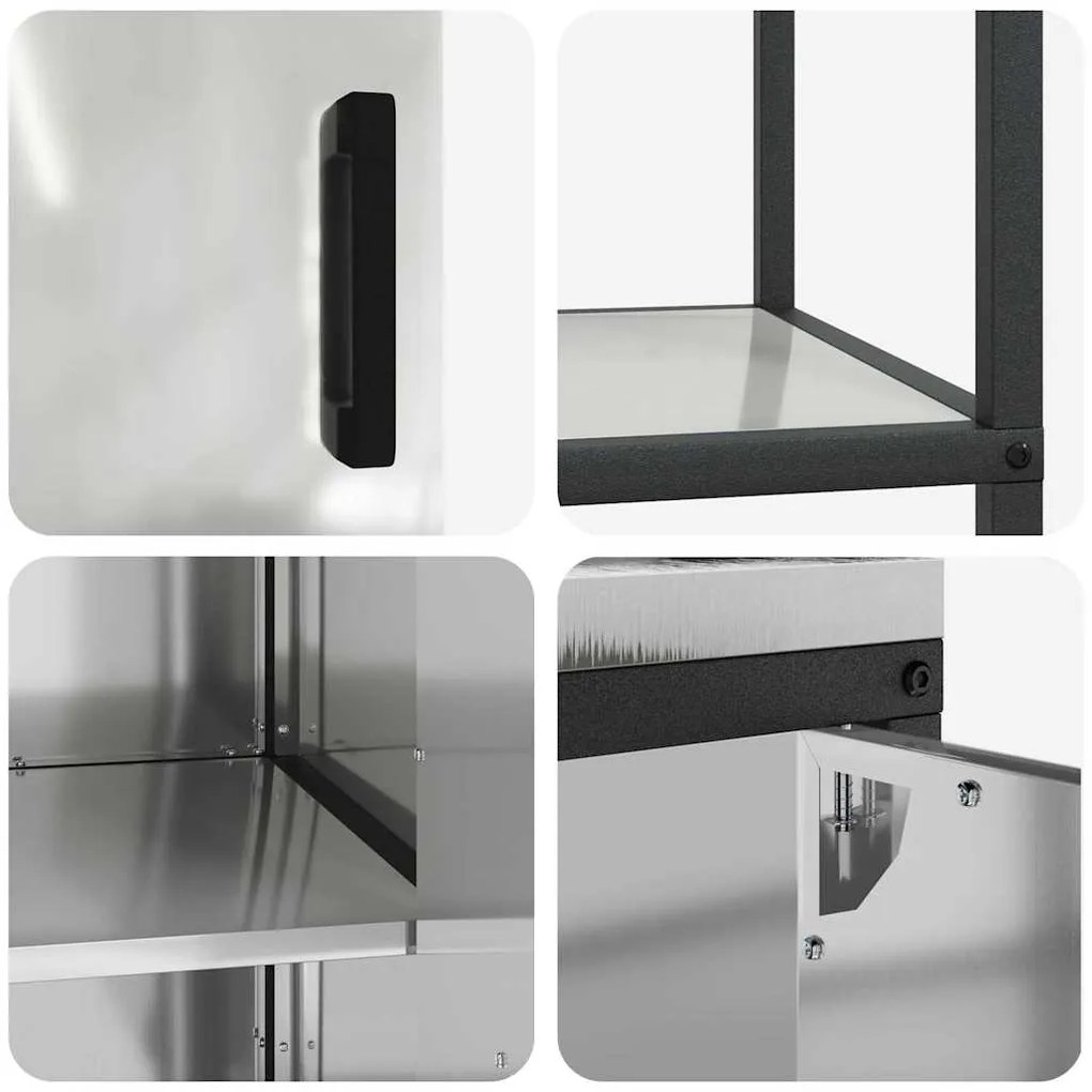 Conjunto de Armazenamento de Cozinha com prateleira 2 pcs Prata